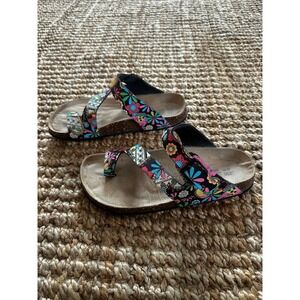 Maibulum Women's Multicolor Floral Cork‎ Footbed Thong Sandals Size 41